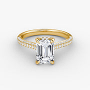 Emerald Cut - Royal Pave Ring - 14 K Gold